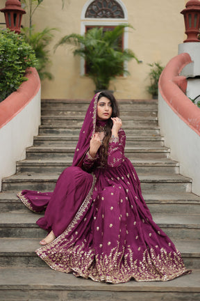 Rama, Parrot & Wine Sharara Suit