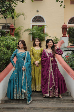 Rama, Parrot & Wine Sharara Suit