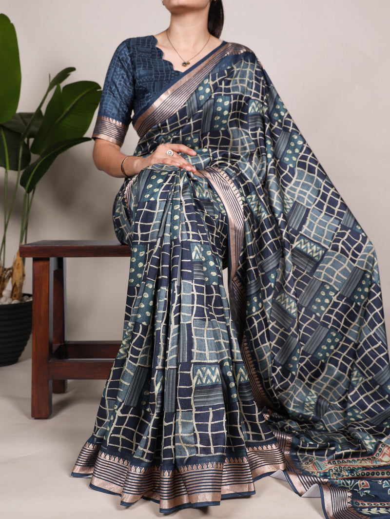 Tussar Silk Printed Saree