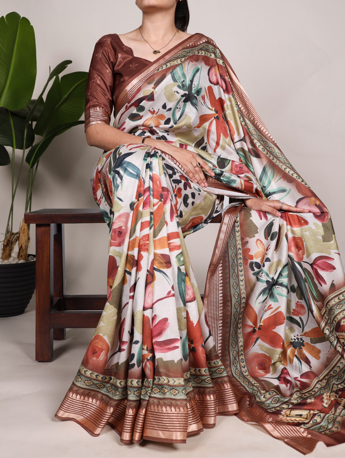 Tussar Silk Printed Saree