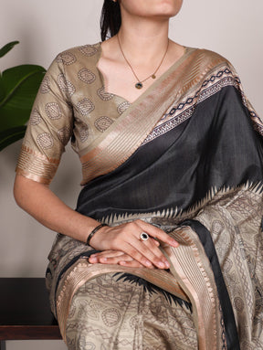 Tussar Silk Printed Saree