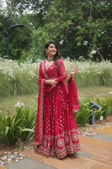 Red Rangoli Silk Lehenga Choli