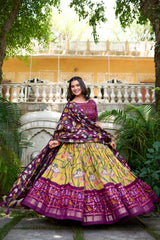 Pichwai & Patola Print Tussar Silk Lehenga Choli