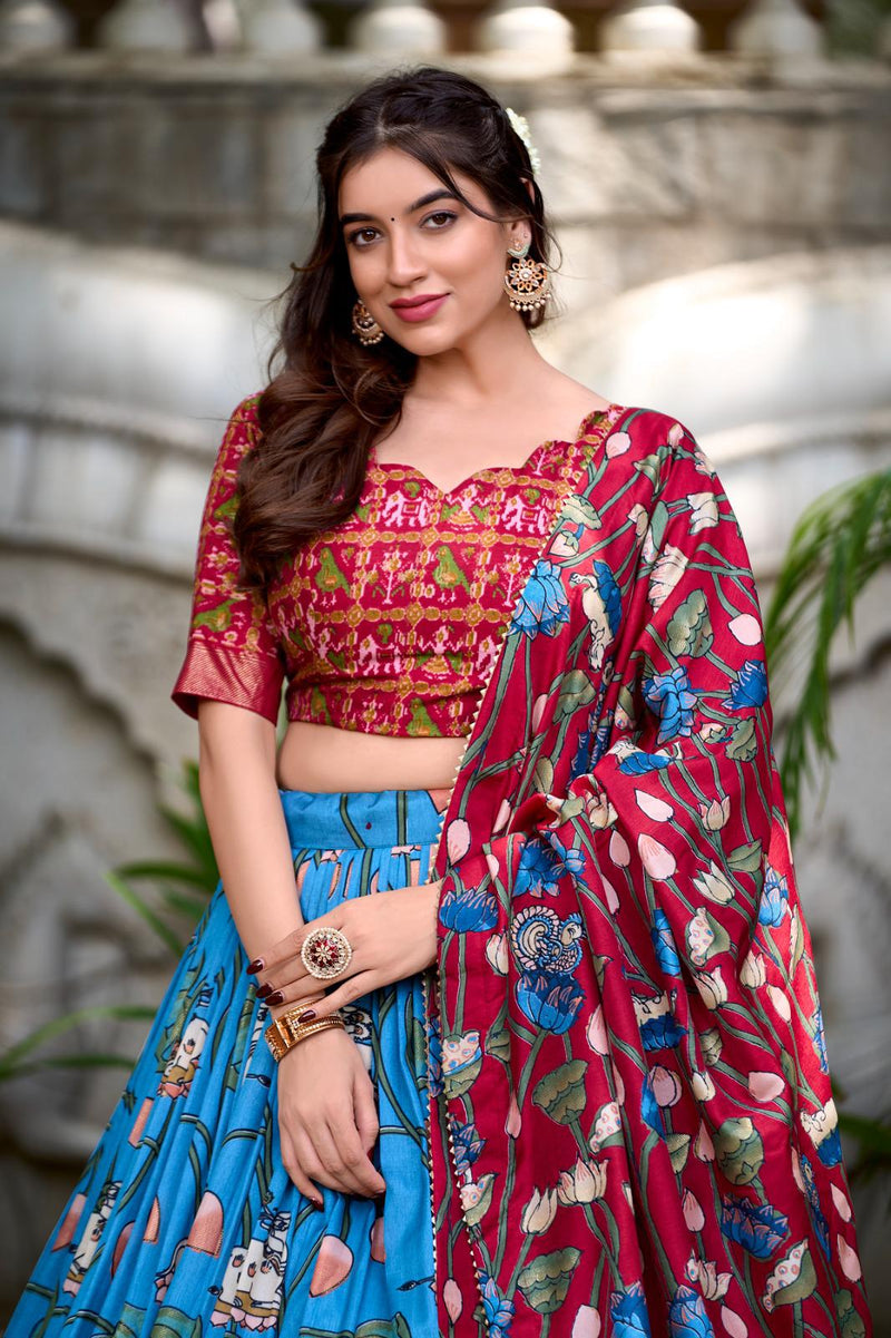 Pichwai & Patola Print Tussar Silk Lehenga Choli