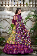 Pichwai & Patola Print Tussar Silk Lehenga Choli