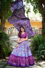 Pichwai & Patola Print Tussar Silk Lehenga Choli