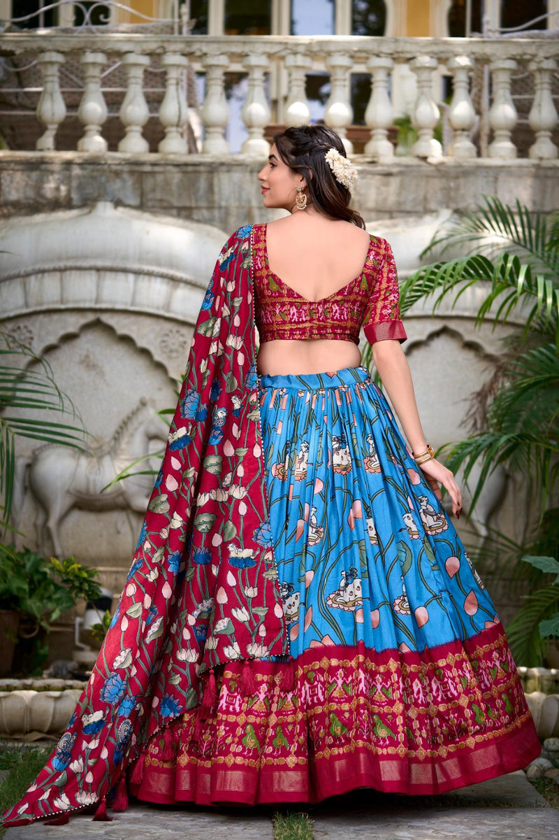 Pichwai & Patola Print Tussar Silk Lehenga Choli