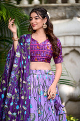 Pichwai & Patola Print Tussar Silk Lehenga Choli