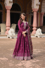 luxurious Chinon with sequins embroidery & Kalamkari Duppata