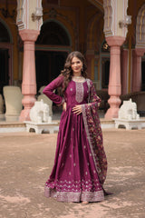 luxurious Chinon with sequins embroidery & Kalamkari Duppata