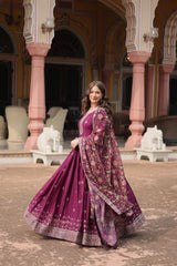 luxurious Chinon with sequins embroidery & Kalamkari Duppata