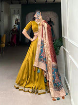 Chinon Silk Lehenga with printed Kalamkari Duppata