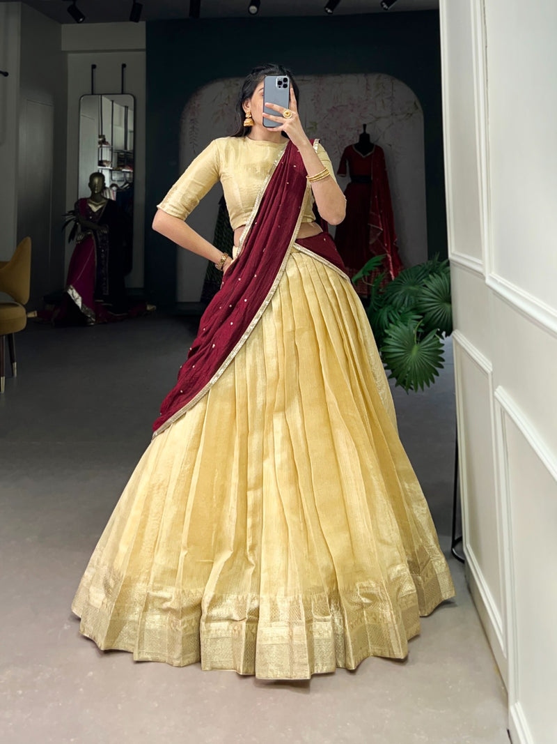 Kanchipuram Silk with Exquisite Zari Weaving Lehenga