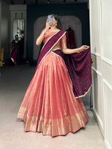 Kanchipuram Silk with Exquisite Zari Weaving Lehenga