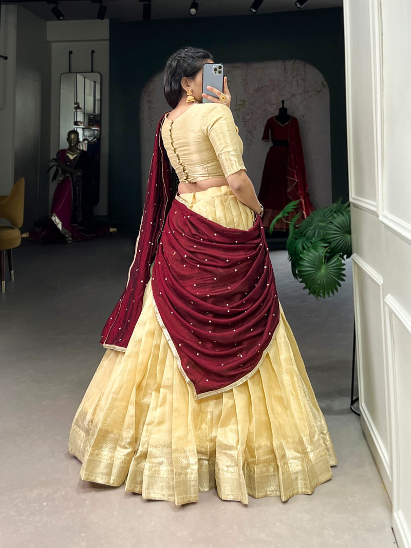 Kanchipuram Silk with Exquisite Zari Weaving Lehenga