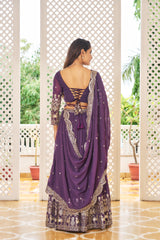 Pink &Purple Heavy Fox Georgette Lehenga Choli