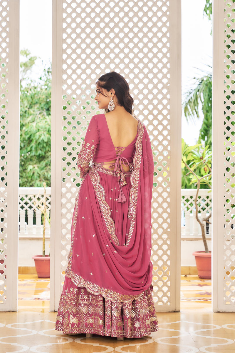 Pink &Purple Heavy Fox Georgette Lehenga Choli