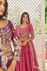 Pink &Purple Heavy Fox Georgette Lehenga Choli