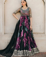 Floral Printed Faux Georgette full Flair Gown