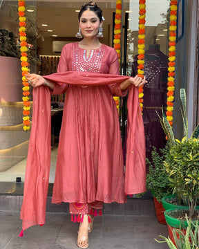 Mirror Work Anarkali Suit set