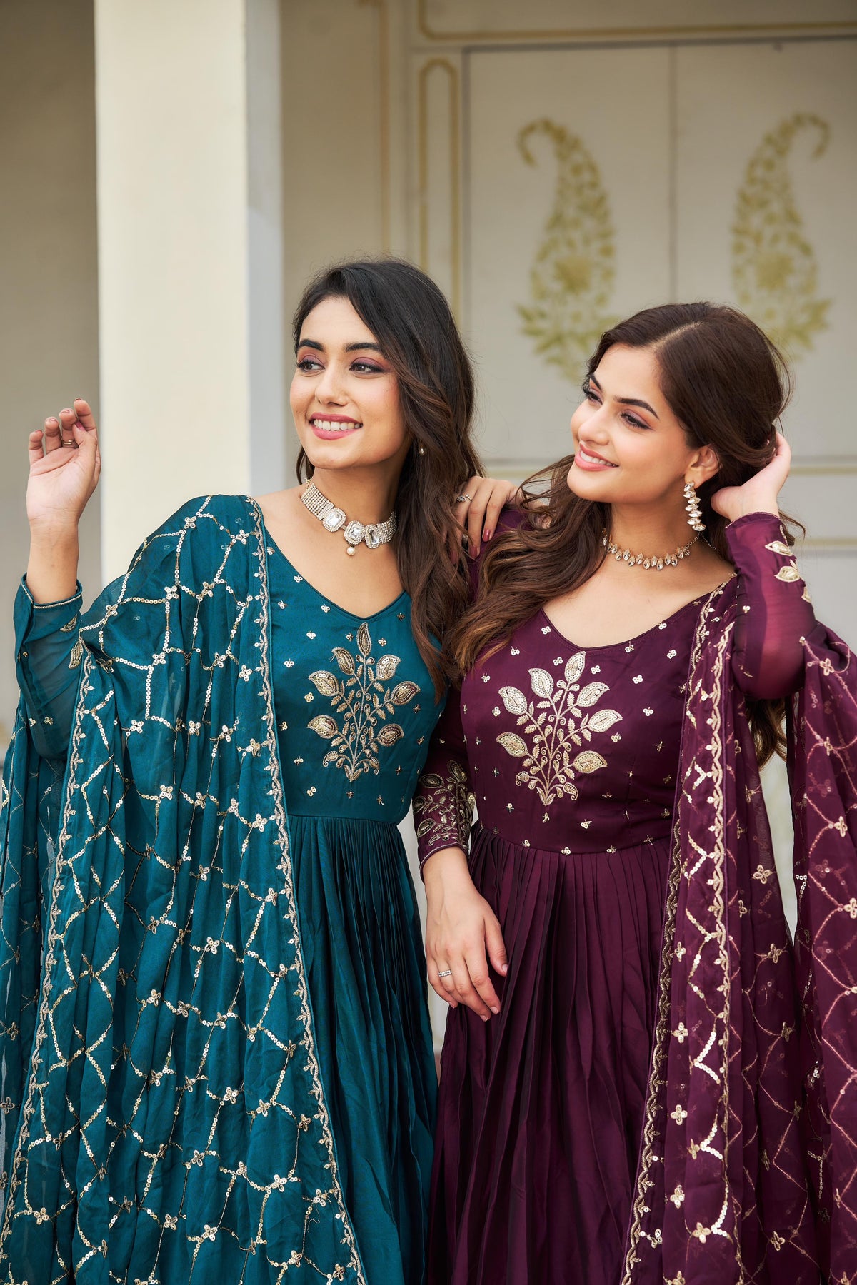 Pure Rangoli heavy Sequins Embroidery Gown