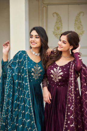 Pure Rangoli heavy Sequins Embroidery Gown
