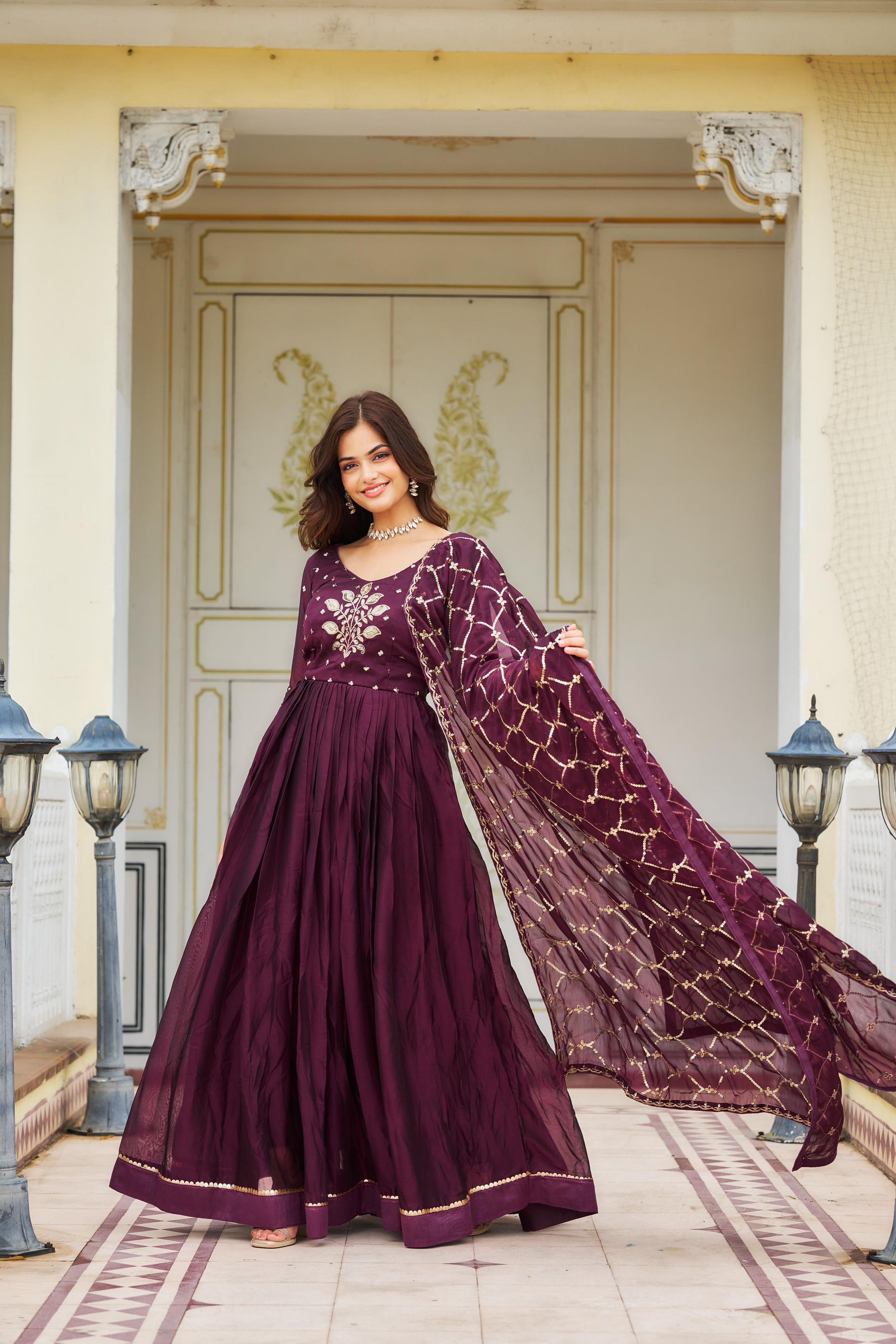 Pure Rangoli heavy Sequins Embroidery Gown