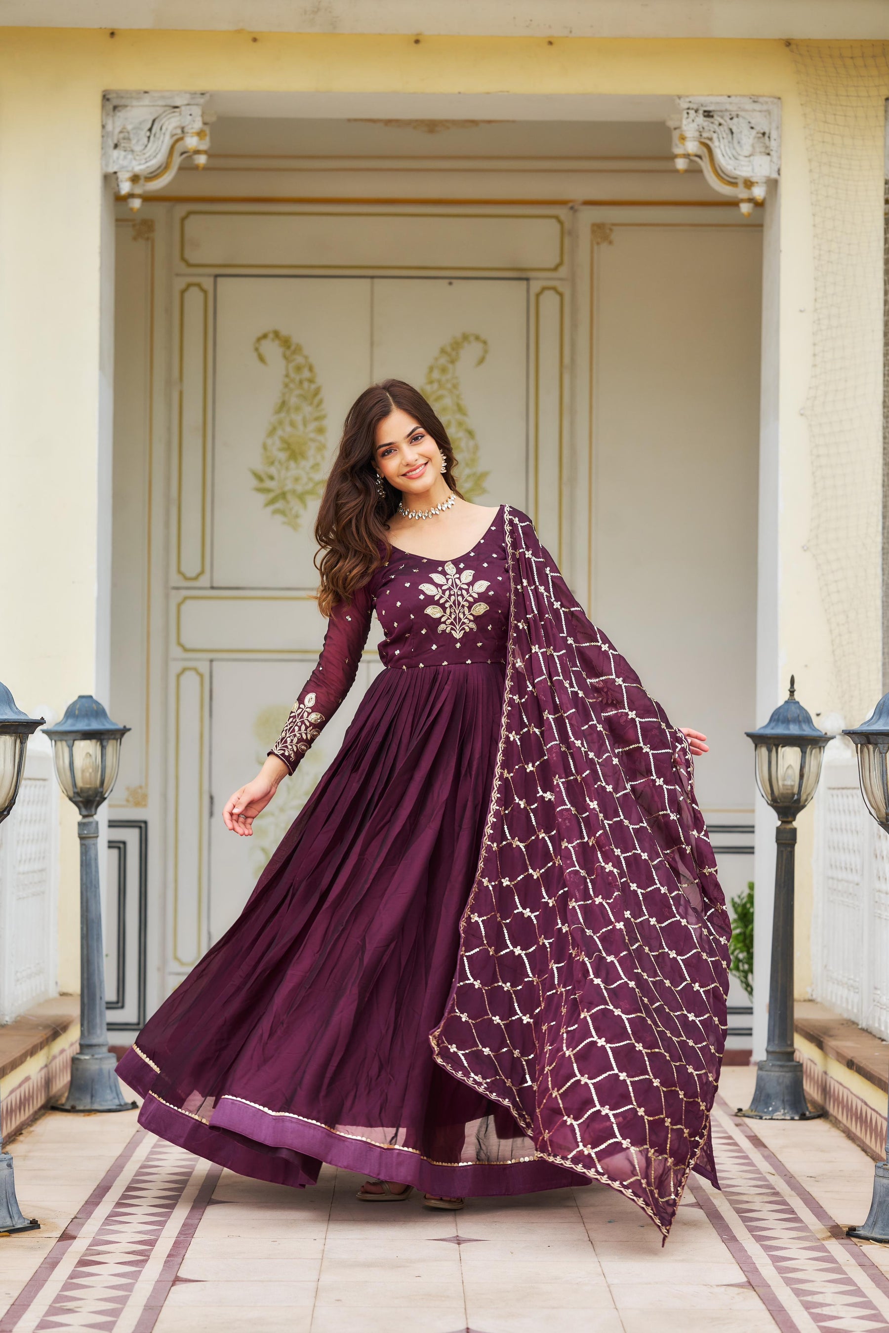 Pure Rangoli heavy Sequins Embroidery Gown