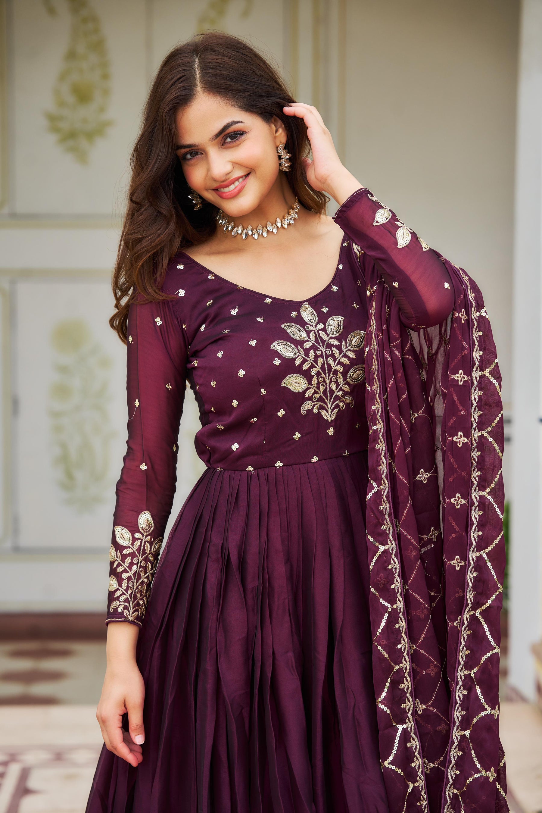 Pure Rangoli heavy Sequins Embroidery Gown