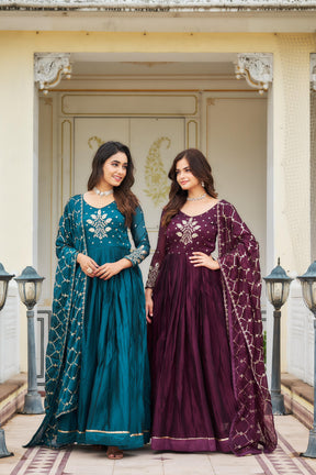 Pure Rangoli heavy Sequins Embroidery Gown