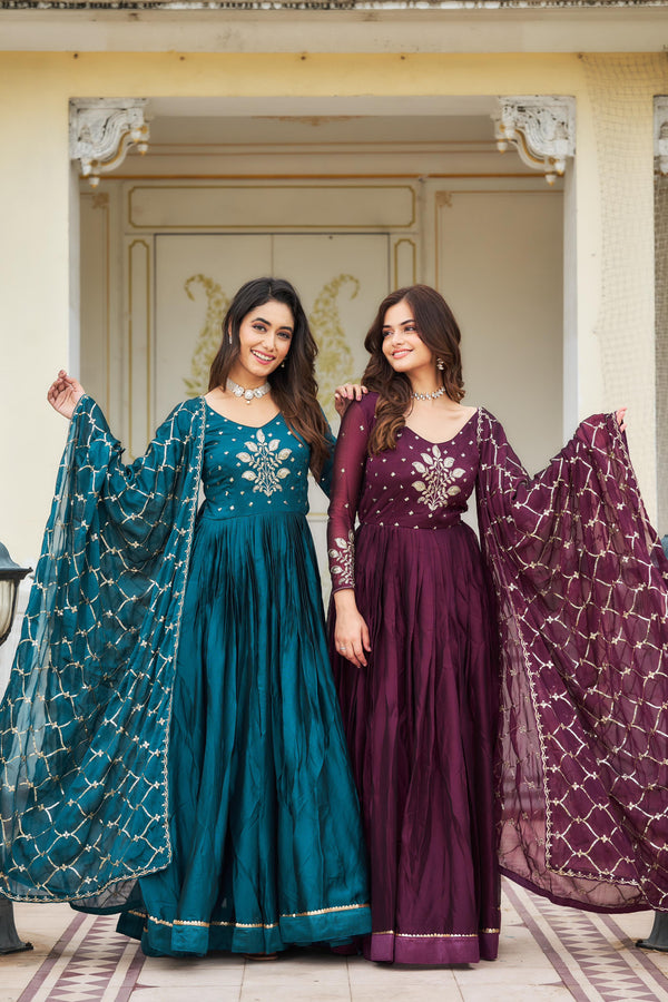 Pure Rangoli heavy Sequins Embroidery Gown