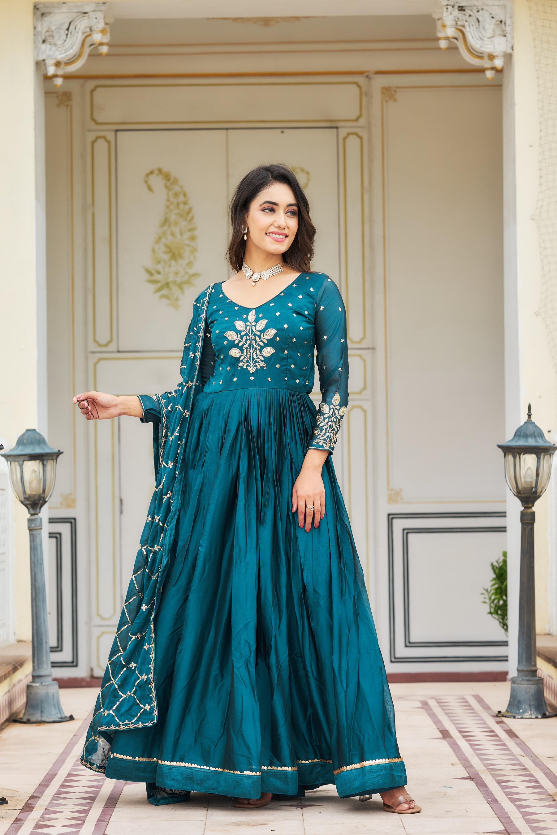 Pure Rangoli heavy Sequins Embroidery Gown