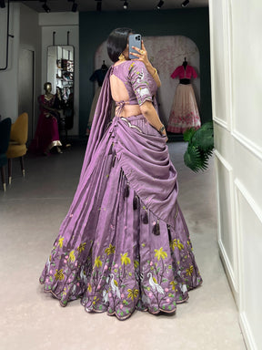 Lavender sequins & thread embroidery Lehenga Choli