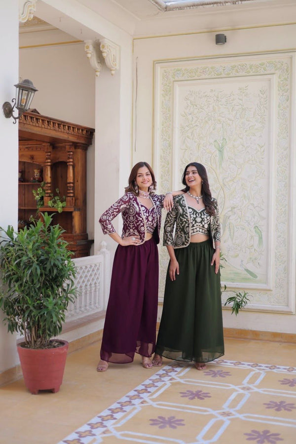 Green and Wine Festival Koti Palazzo Set