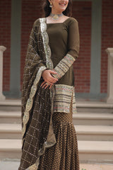 Red & Green Sharara Set