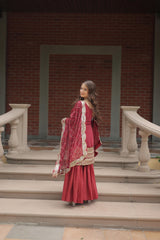 Red & Green Sharara Set