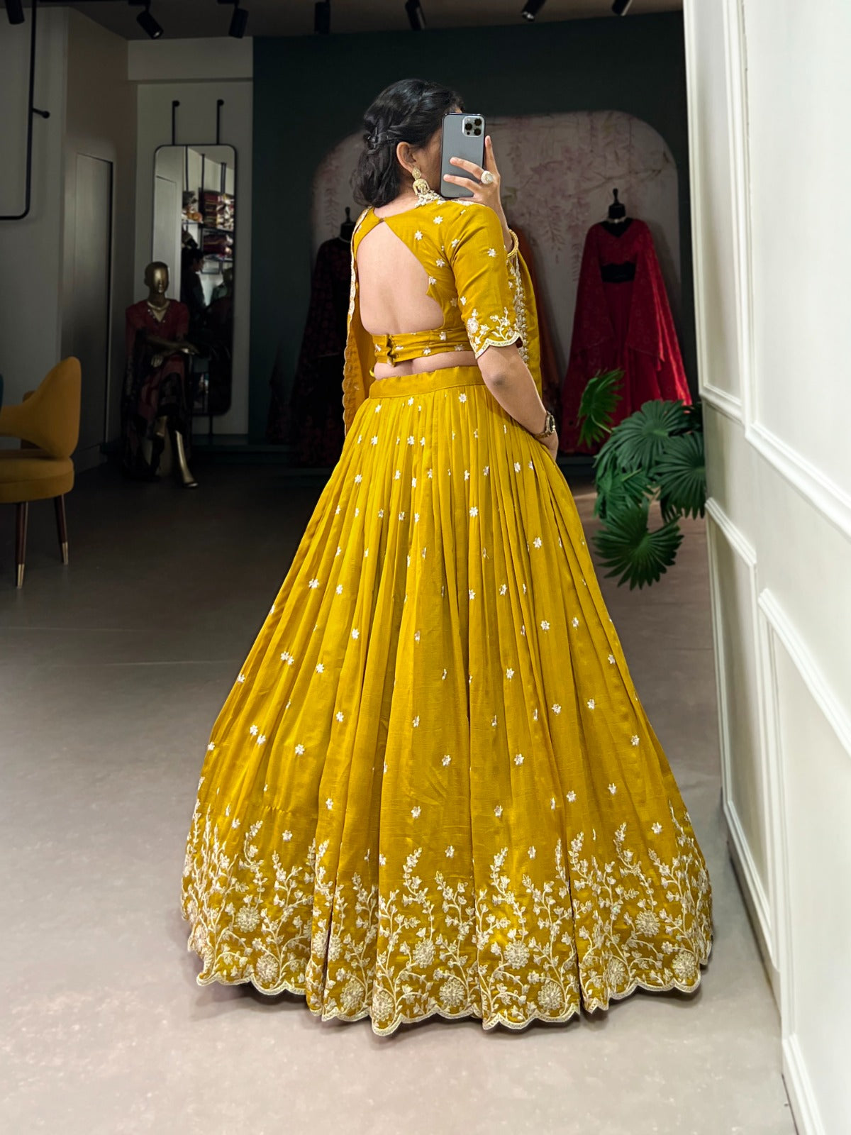 Musturd luxurious Vichitra Silk Lehenga