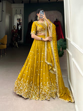 Musturd luxurious Vichitra Silk Lehenga