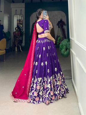 PURPLE VICHITRA SILK LEHENGA CHOLI FOR BRIDES