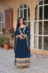 Faux blooming exquisite Embroidery, Zari, and Sequins Work Gown