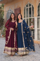 Faux blooming exquisite Embroidery, Zari, and Sequins Work Gown