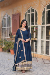 Faux blooming exquisite Embroidery, Zari, and Sequins Work Gown