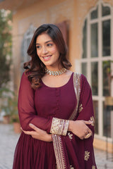 Faux blooming exquisite Embroidery, Zari, and Sequins Work Gown
