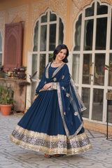 Faux blooming exquisite Embroidery, Zari, and Sequins Work Gown