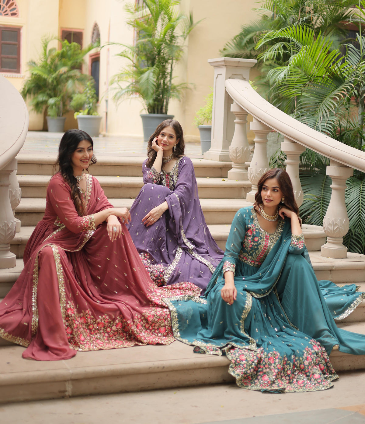 Faux Georgette with intricate sequins embroidery Sharara Suit