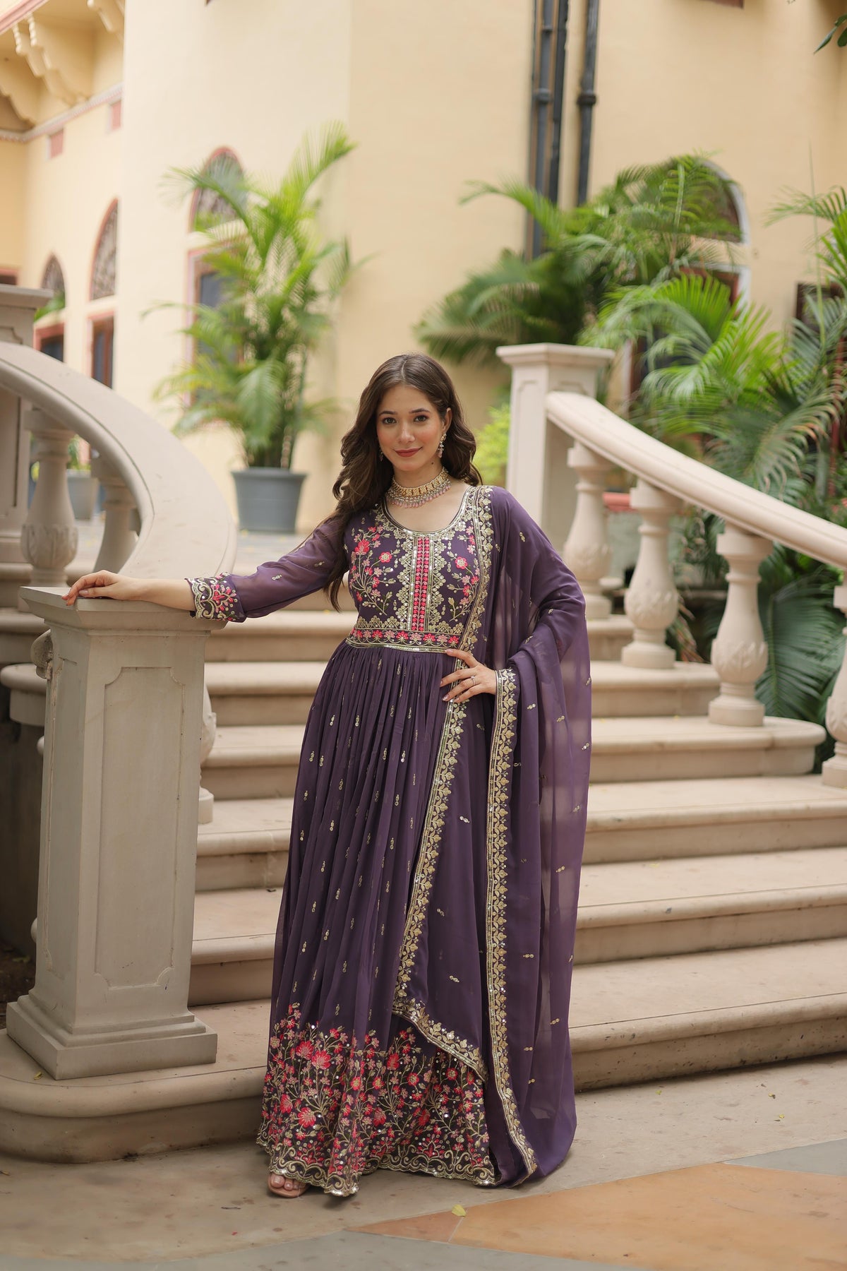 Faux Georgette with intricate sequins embroidery Sharara Suit