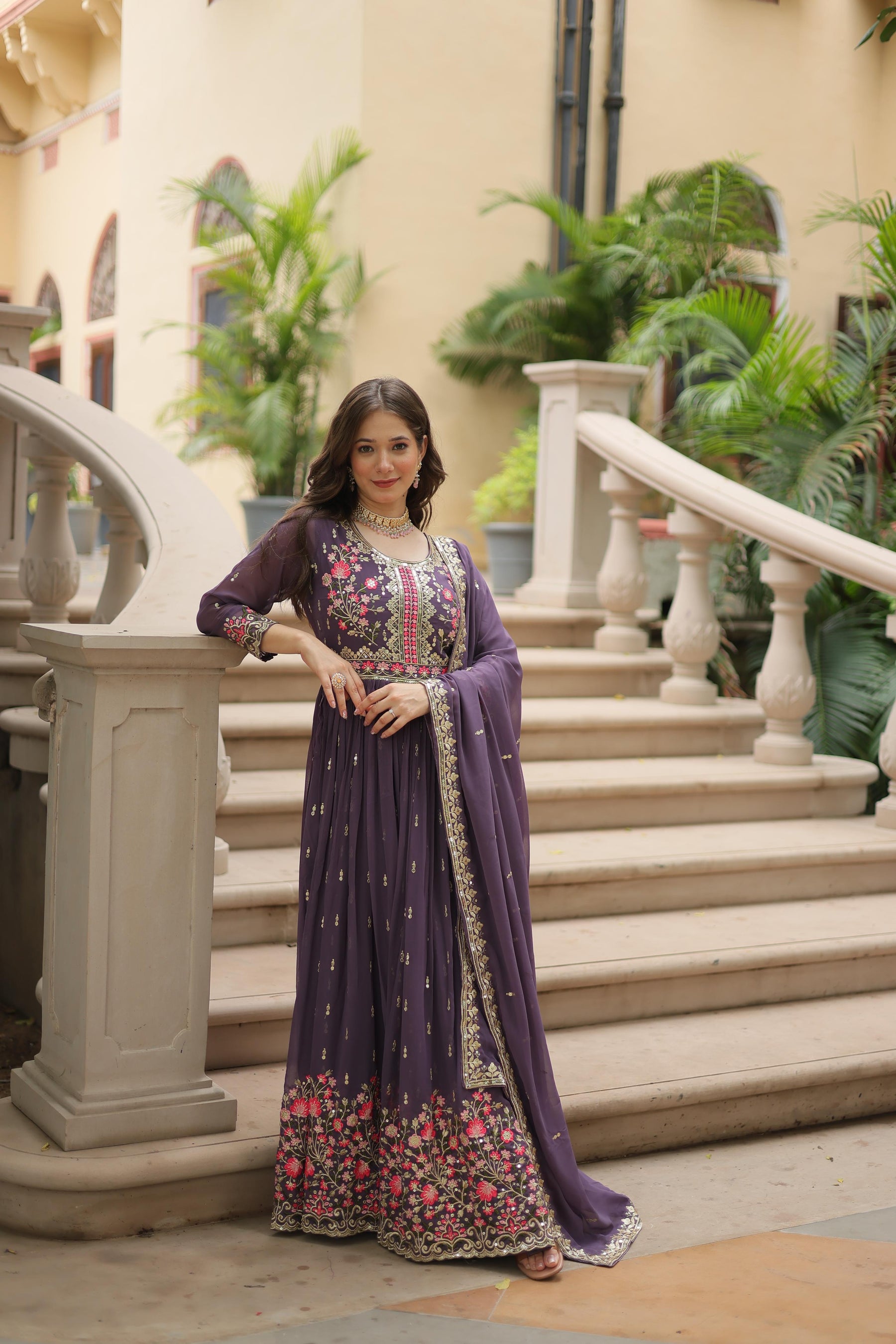 Faux Georgette with intricate sequins embroidery Sharara Suit