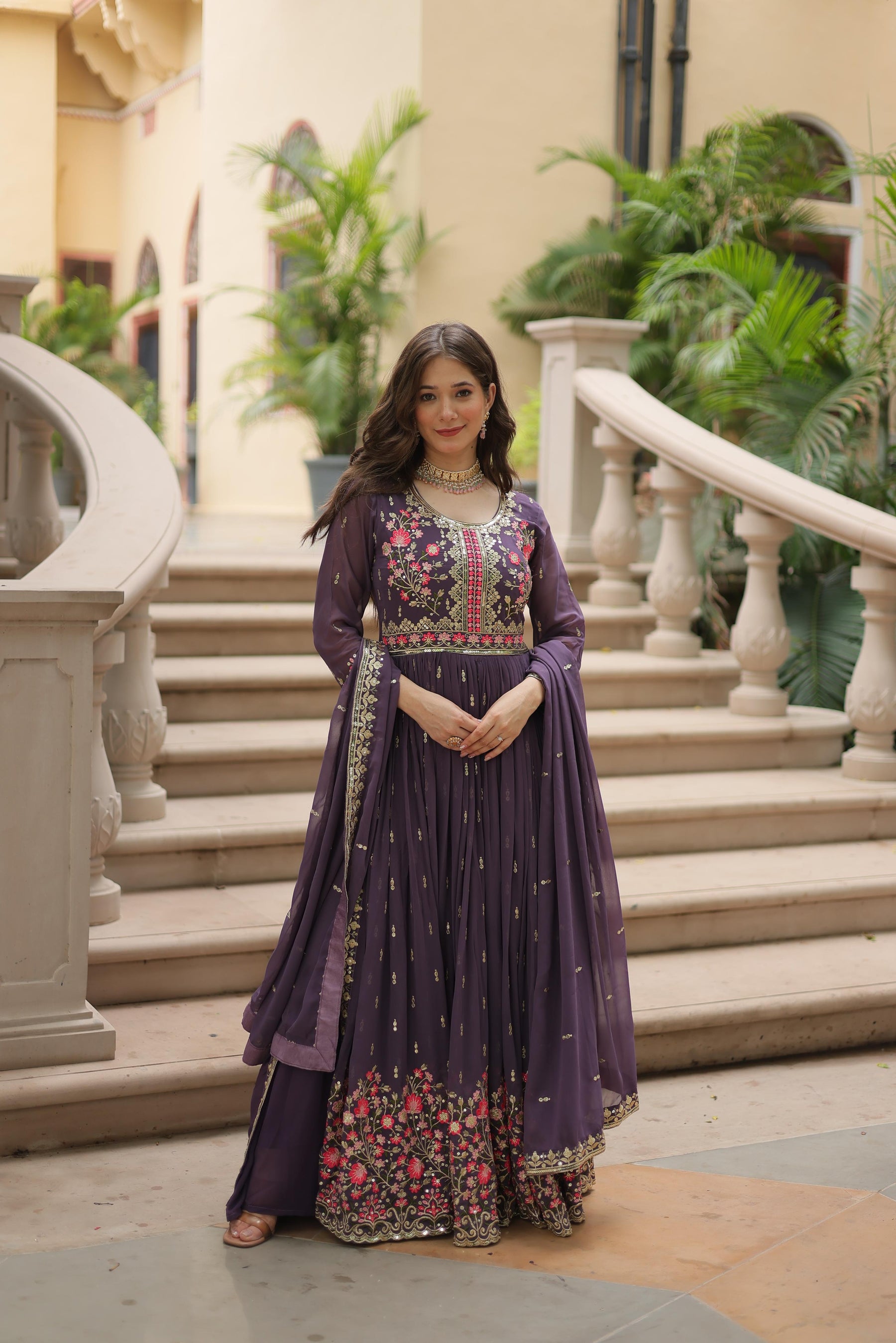 Faux Georgette with intricate sequins embroidery Sharara Suit