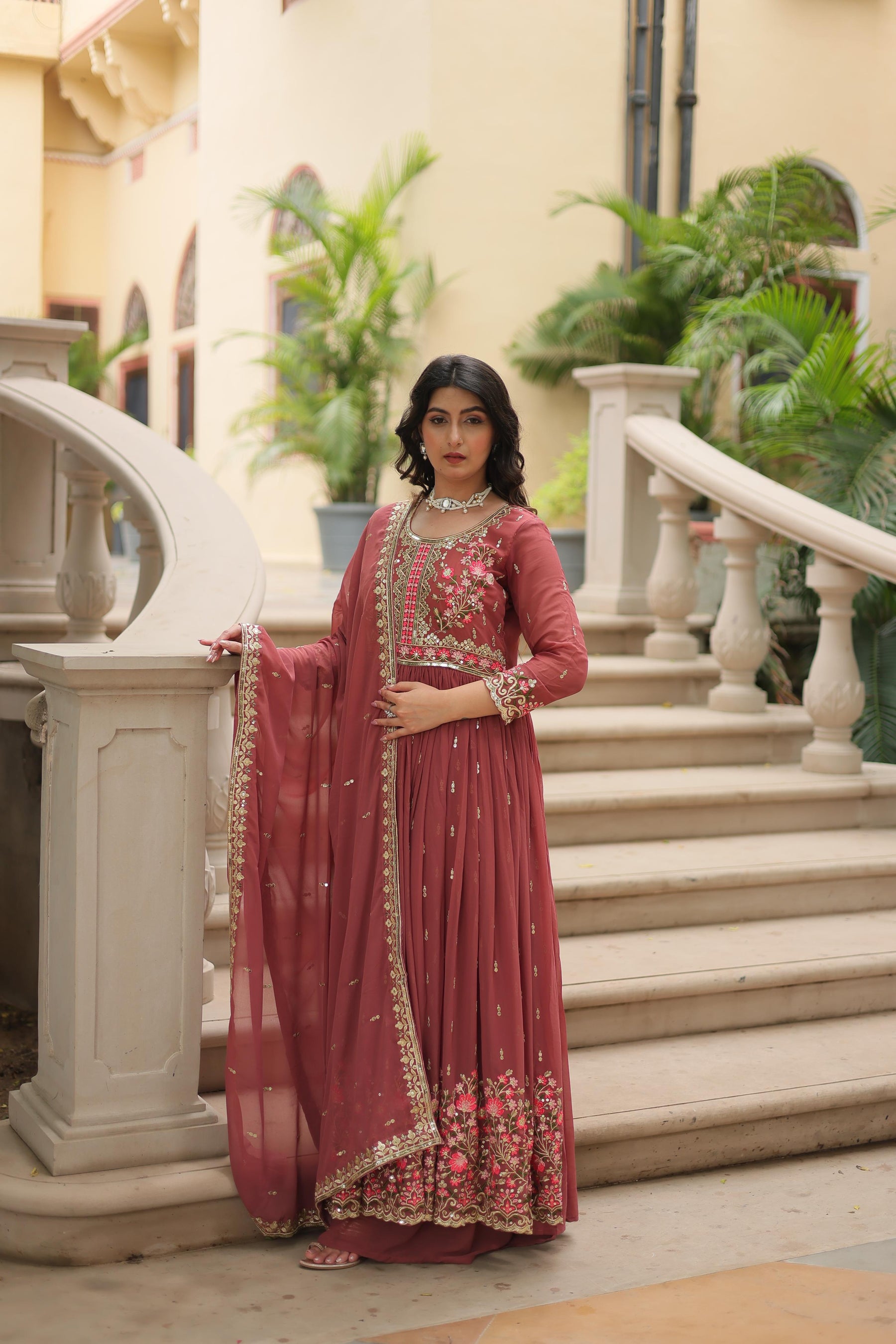 Faux Georgette with intricate sequins embroidery Sharara Suit