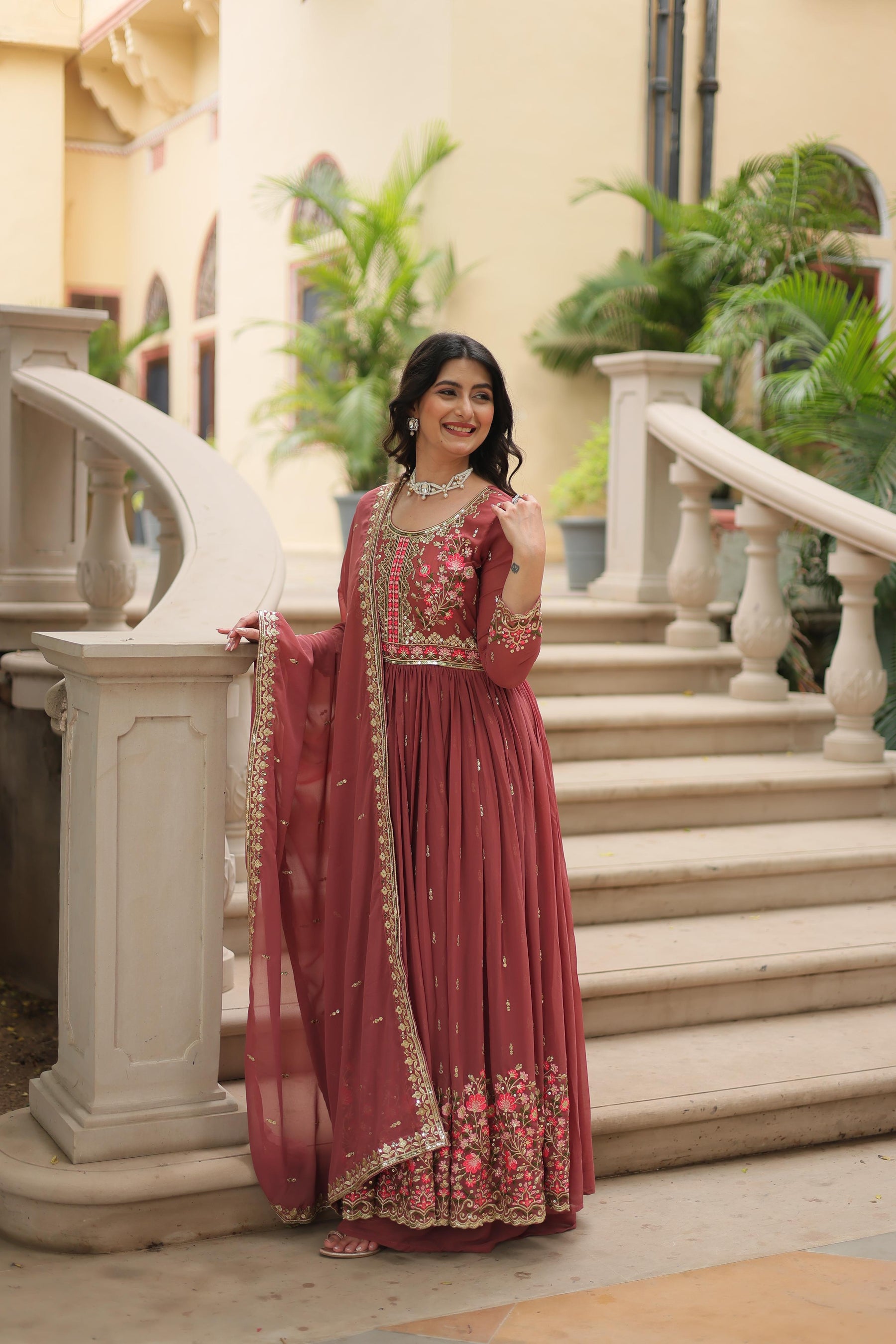 Faux Georgette with intricate sequins embroidery Sharara Suit